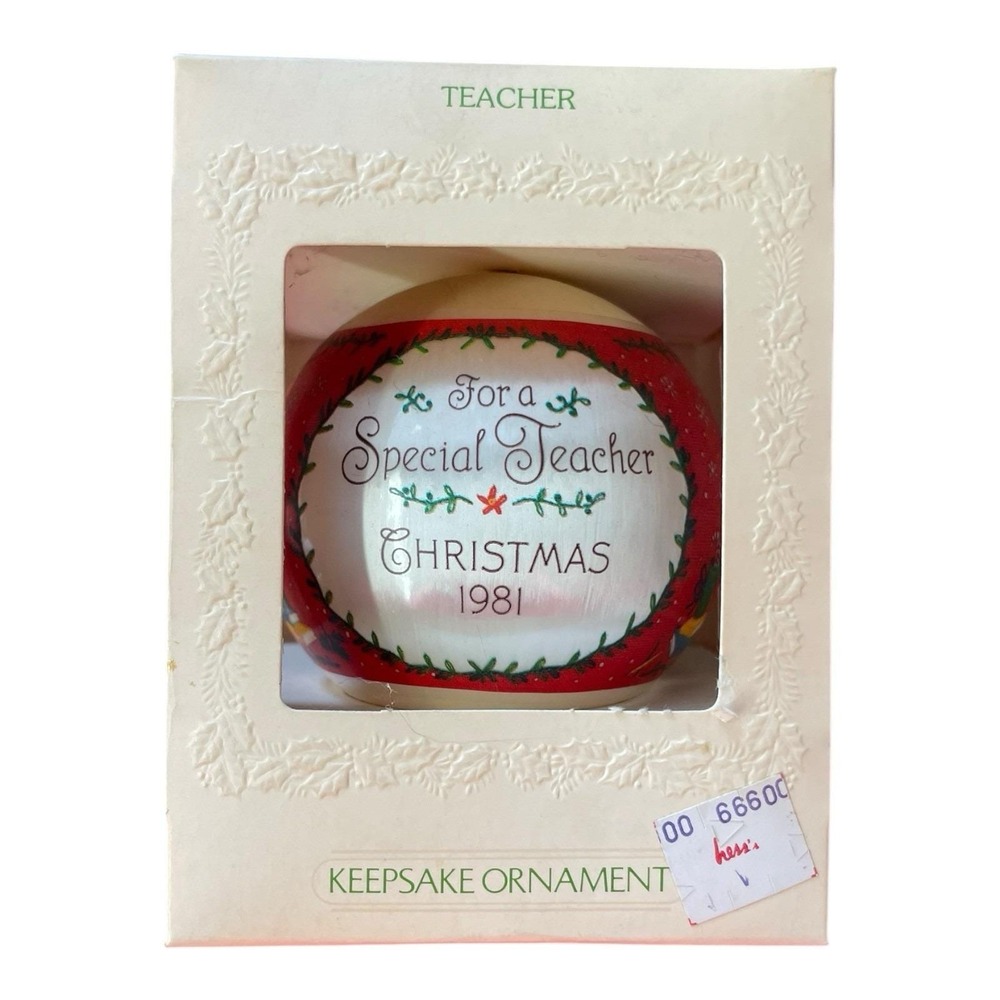 Teacher 1981 Hallmark Unbreakable Satin‎ Ornament